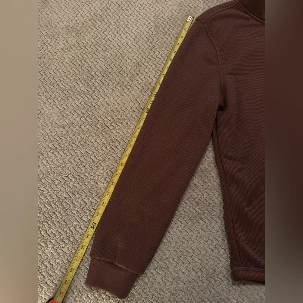 Men's Brown Zip-Up Sweater With Sherpa Lining - Picture 4 of 6